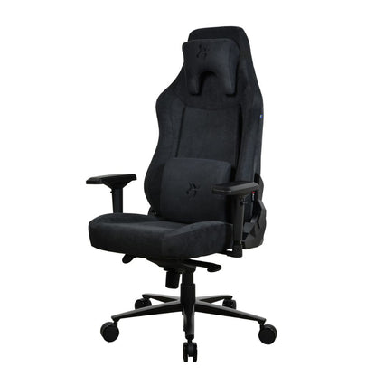 Black office chair with ergonomic design on a white background