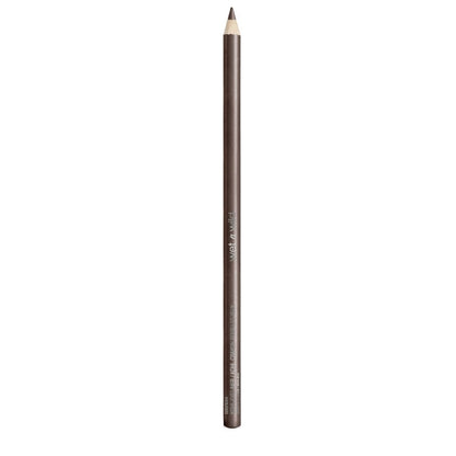 Eyebrow pencil with brown casing and white tip on a white background
