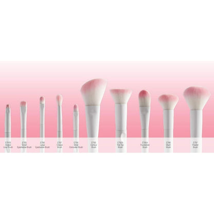 Set of makeup brushes with pink gradient background