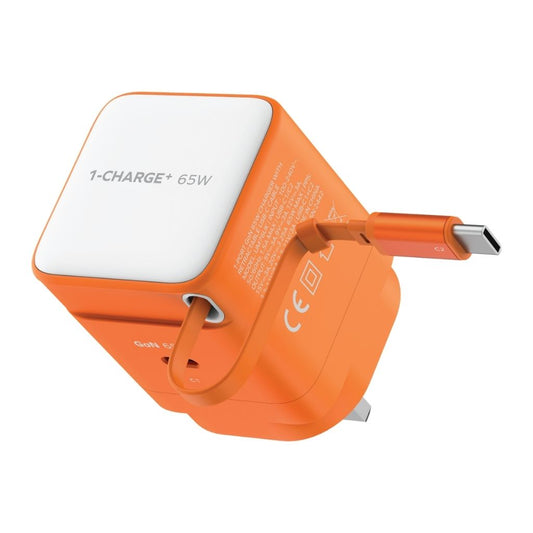 Momax 1-Charge 65W GaN 1-Port Charger With Built-In Usb-C Cable