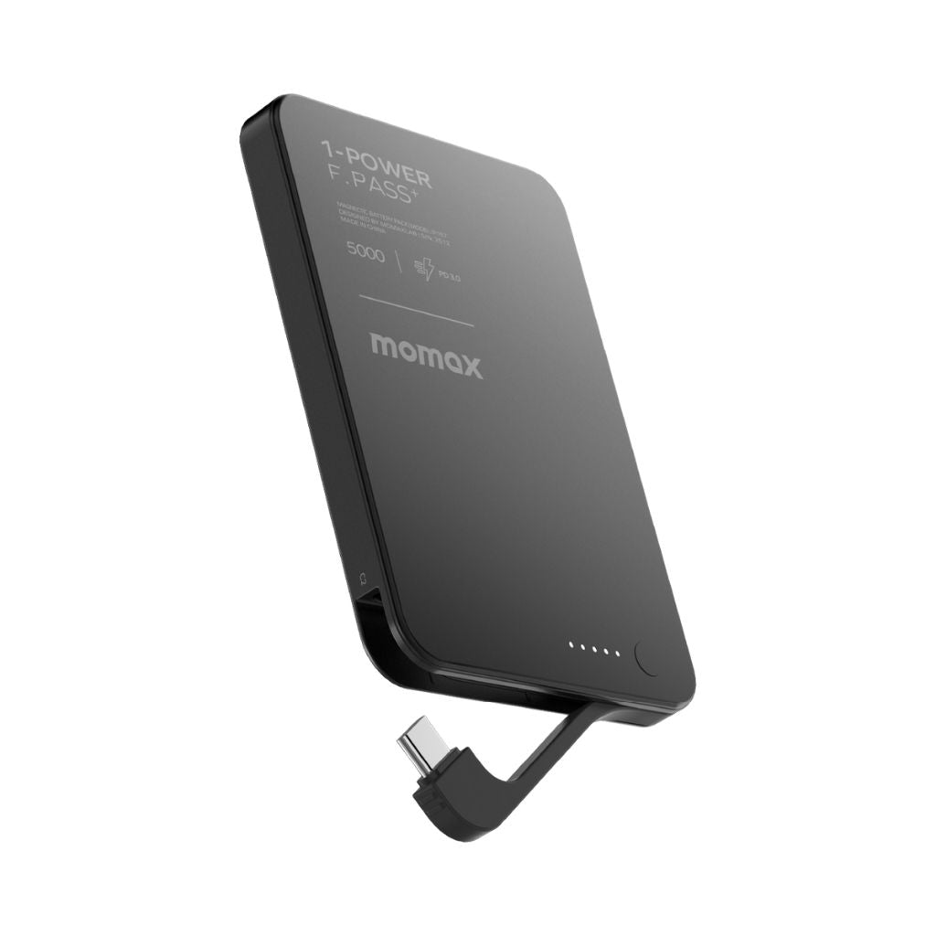 Momax 1-Power F.Pass+ 5000 mAh Power Bank With Built-In Cable & Magnetic Attachment