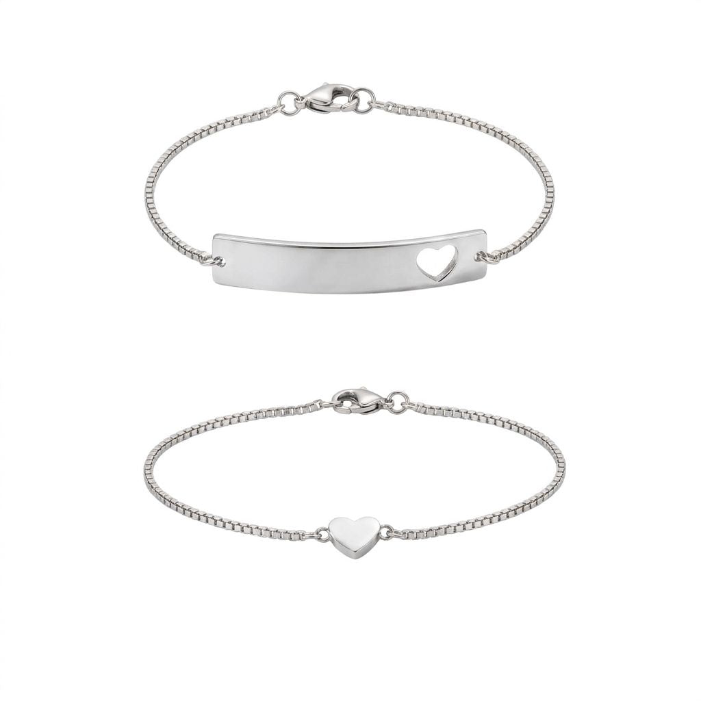 Minimal Heart Bracelet Duo Set