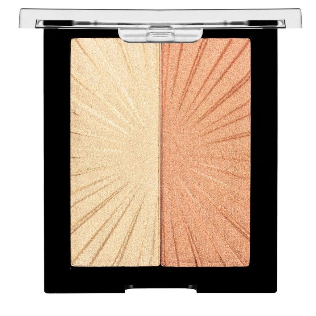 Makeup palette with two shades of bronzer on a white background