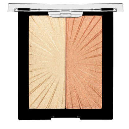 Makeup palette with two shades of bronzer on a white background