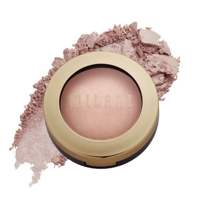 Milani blush compact with pink blush powder on a white background