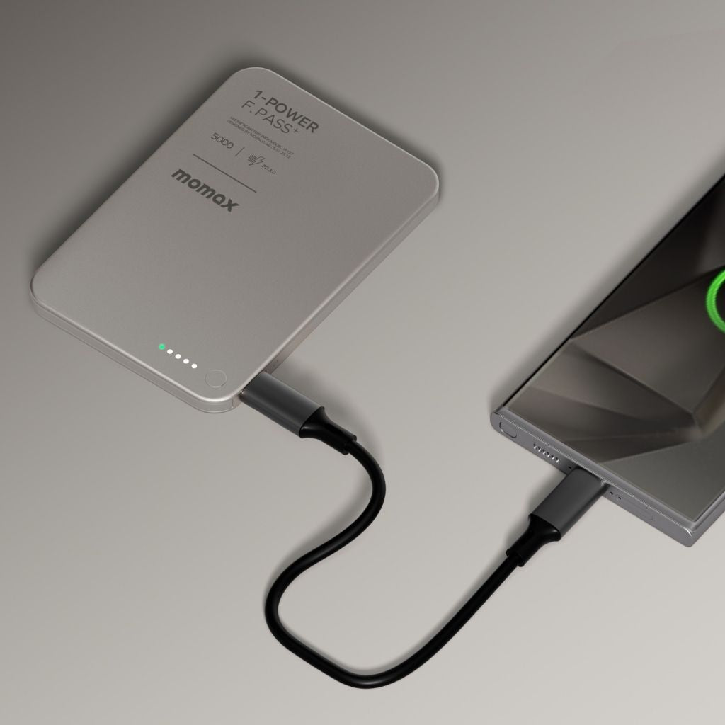 Momax 1-Power F.Pass+ 5000 mAh Power Bank With Built-In Cable & Magnetic Attachment