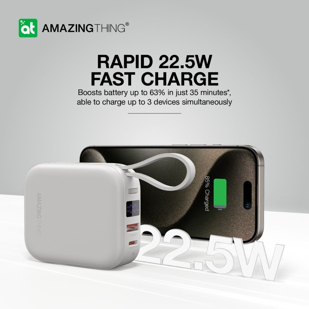 At Thunder Go 10000 mAh Power Bank With Built-In 2 Usb-C Cables