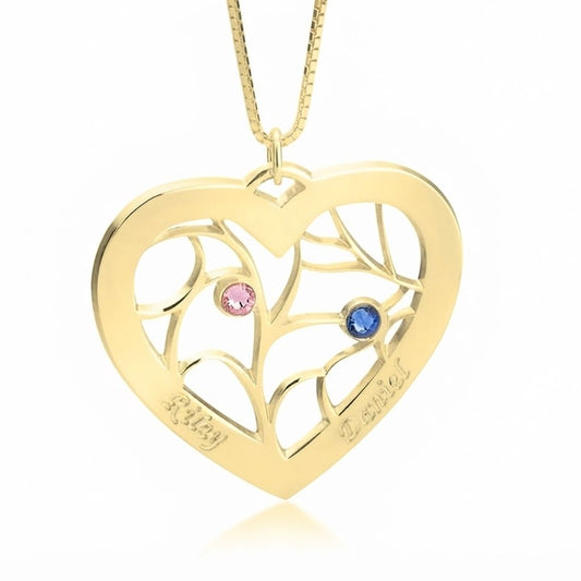 Embedded Birthstones Stylish Heart Necklace