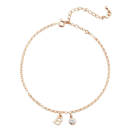 Initial Anklet with Birthstone