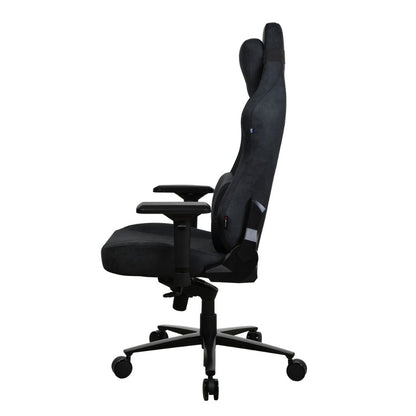 Black office chair with adjustable features on a white background