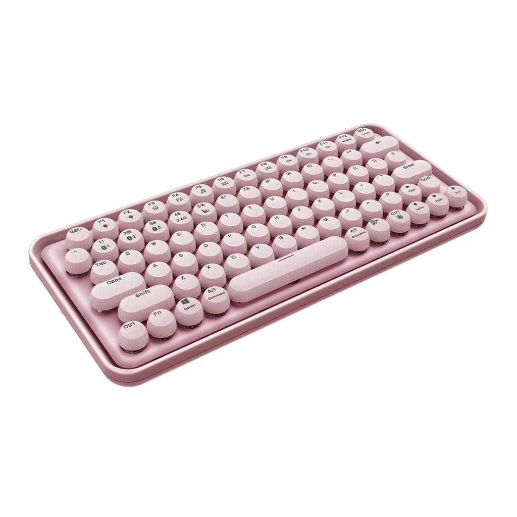 Pink keyboard on a white background