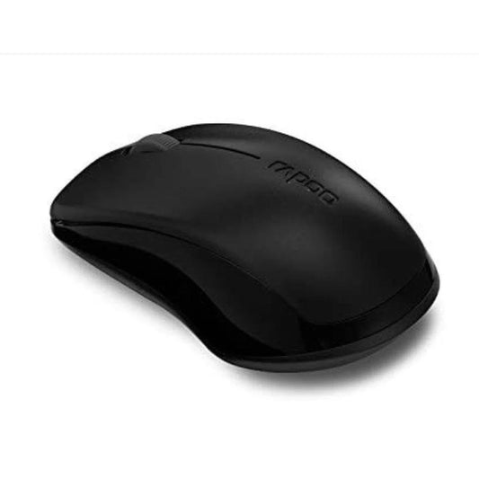 Black computer mouse with 'Mpow' branding on a white background