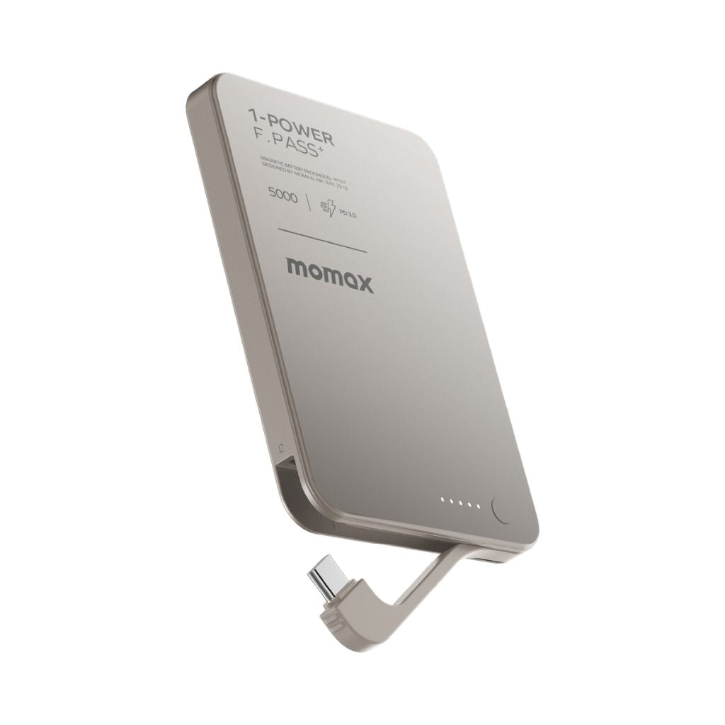 Momax 1-Power F.Pass+ 5000 mAh Power Bank With Built-In Cable & Magnetic Attachment