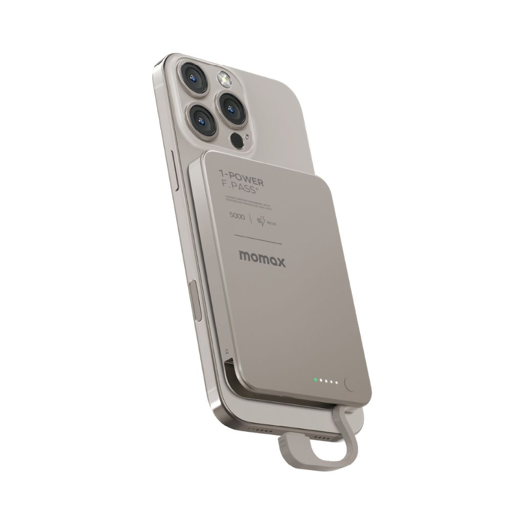 Momax 1-Power F.Pass+ 5000 mAh Power Bank With Built-In Cable & Magnetic Attachment