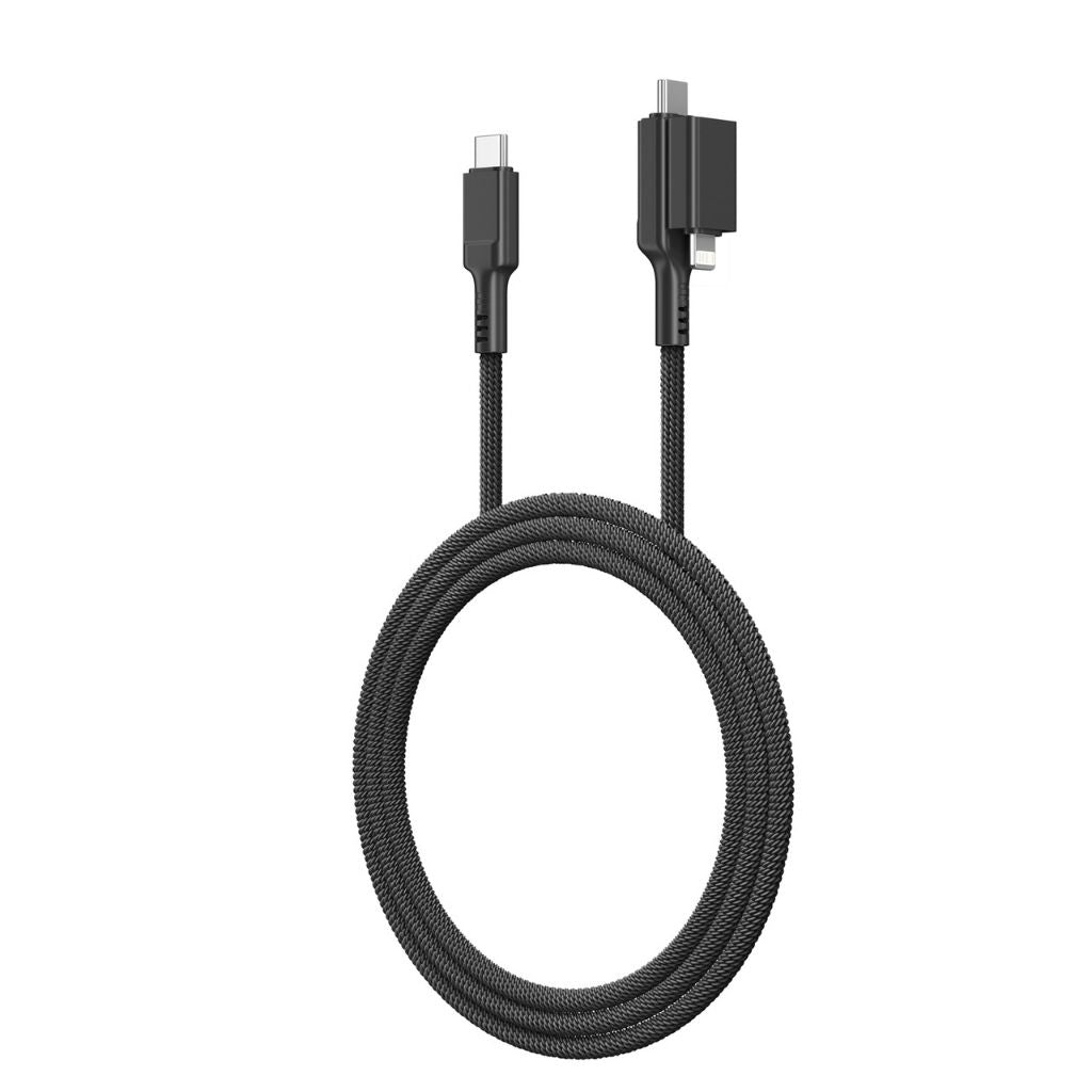At Thunder Pro I 7X 2-In-1 USB-C + Lightning To USB-C 3A 60W 1.2M Cable
