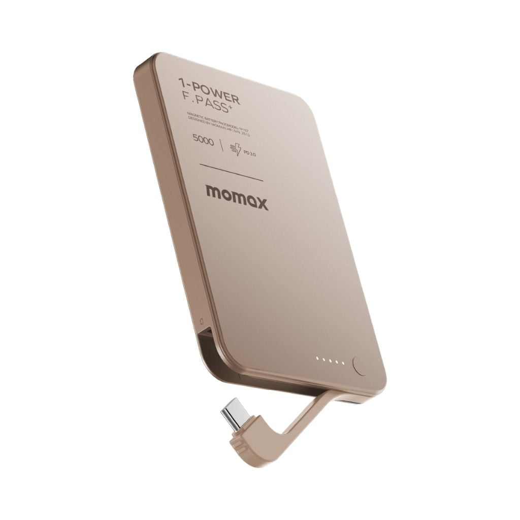 Momax 1-Power F.Pass+ 5000 mAh Power Bank With Built-In Cable & Magnetic Attachment