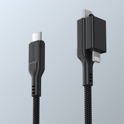At Thunder Pro I 7X 2-In-1 USB-C + Lightning To USB-C 3A 60W 1.2M Cable