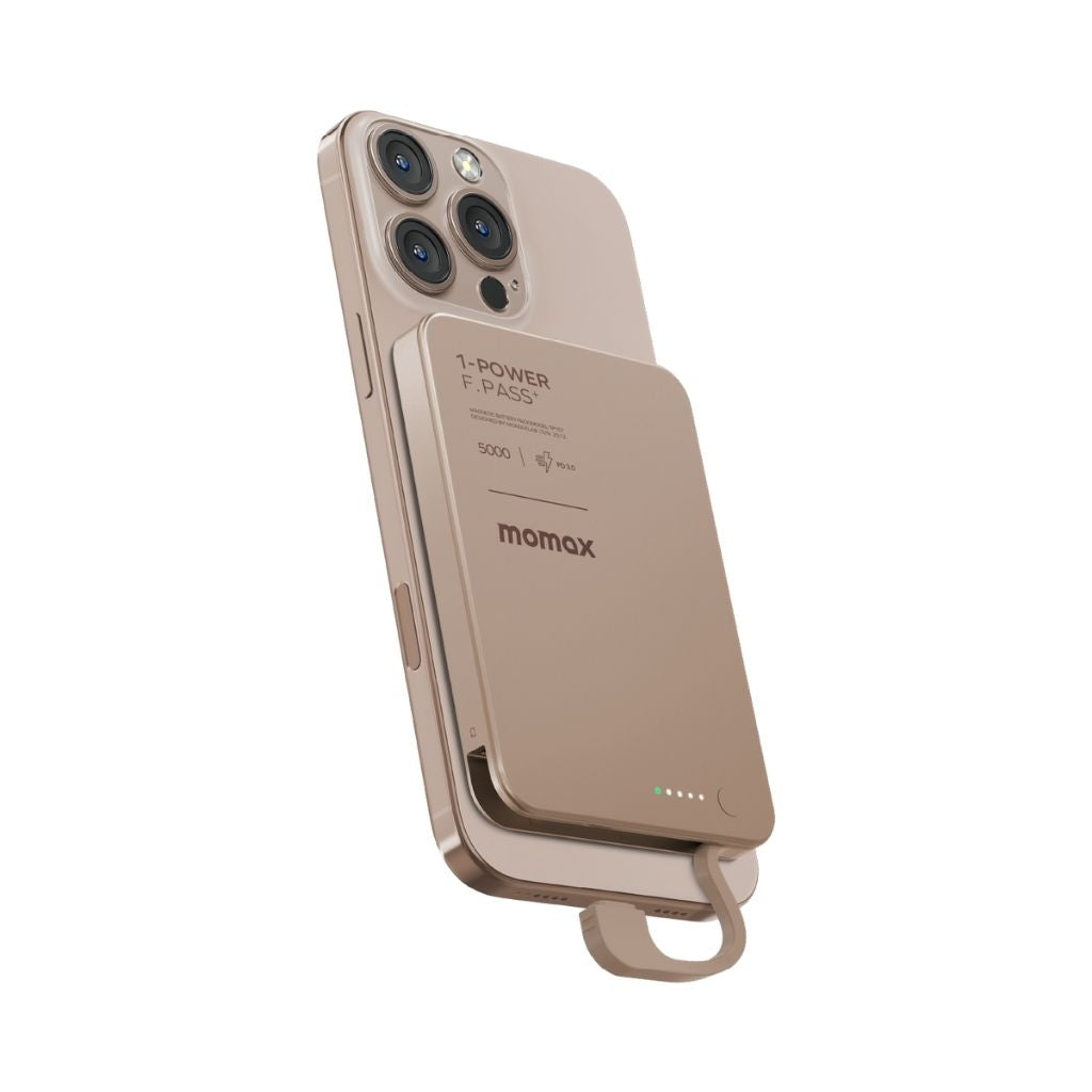 Momax 1-Power F.Pass+ 5000 mAh Power Bank With Built-In Cable & Magnetic Attachment