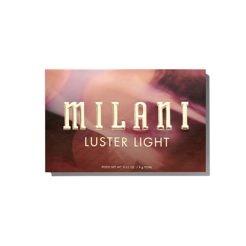 Milani Luster Light makeup product packaging on a white background