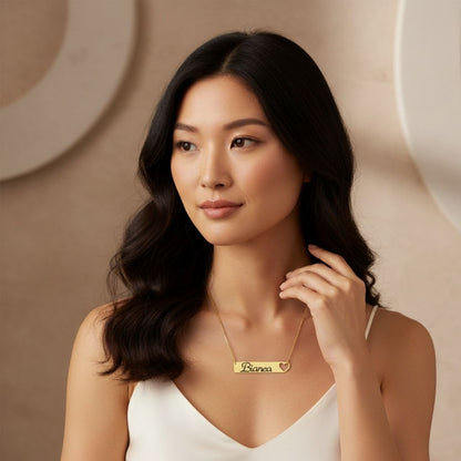 Classic Heart Cut Out Bar Necklace