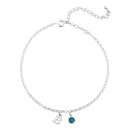 Initial Anklet with Birthstone