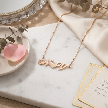 Custom Initials With Heart Necklace