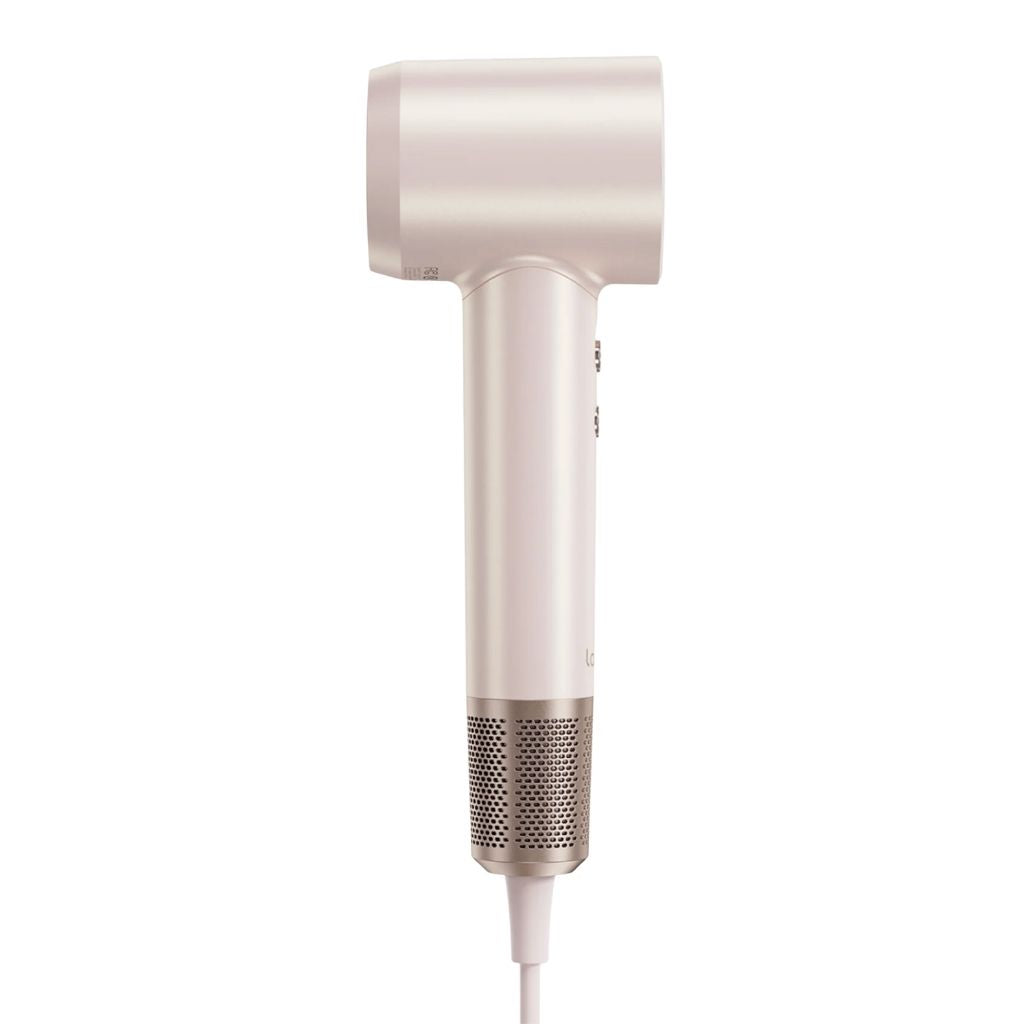 Silver hair dryer on a white background