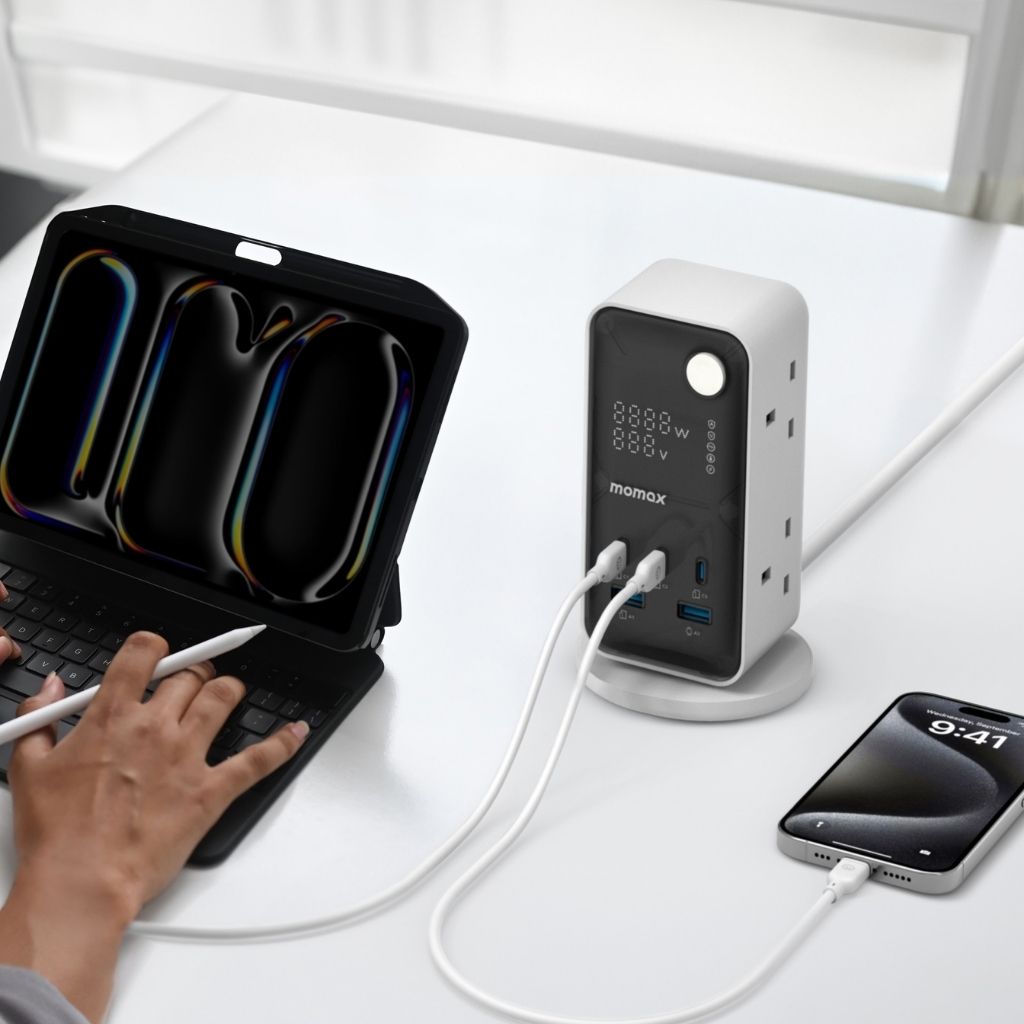 Momax 1-Charge Work Flow 6-Outlet Digital Display Power Tower With USB