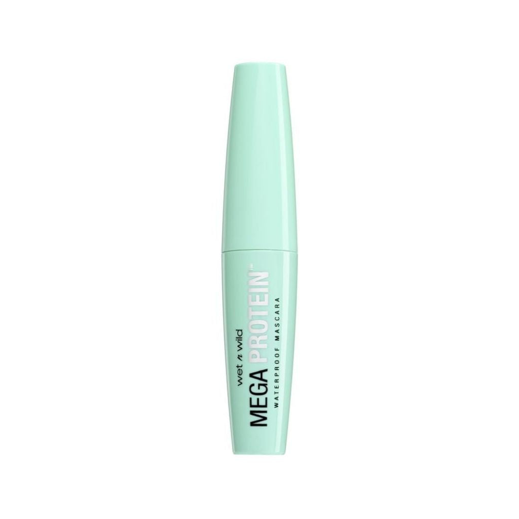 Mascara with 'Wet n Wild Mega Protein' text on a white background