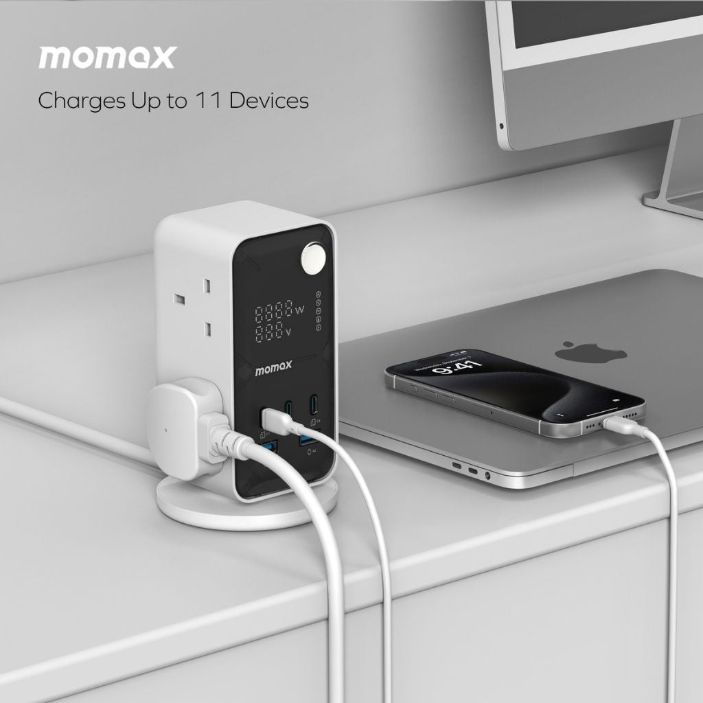 Momax 1-Charge Work Flow 6-Outlet Digital Display Power Tower With USB