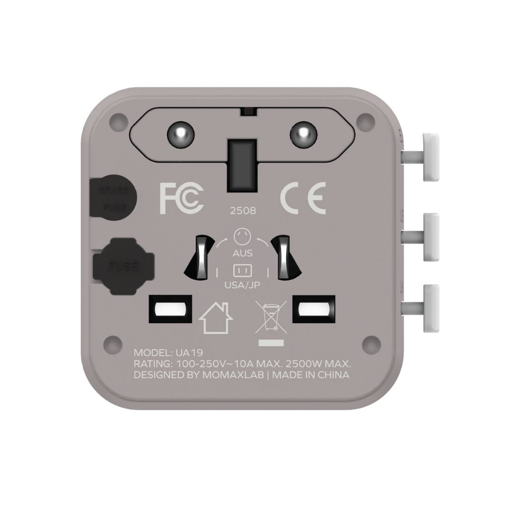 Momax 1-World Universal Travel Adaptor With Dual AC