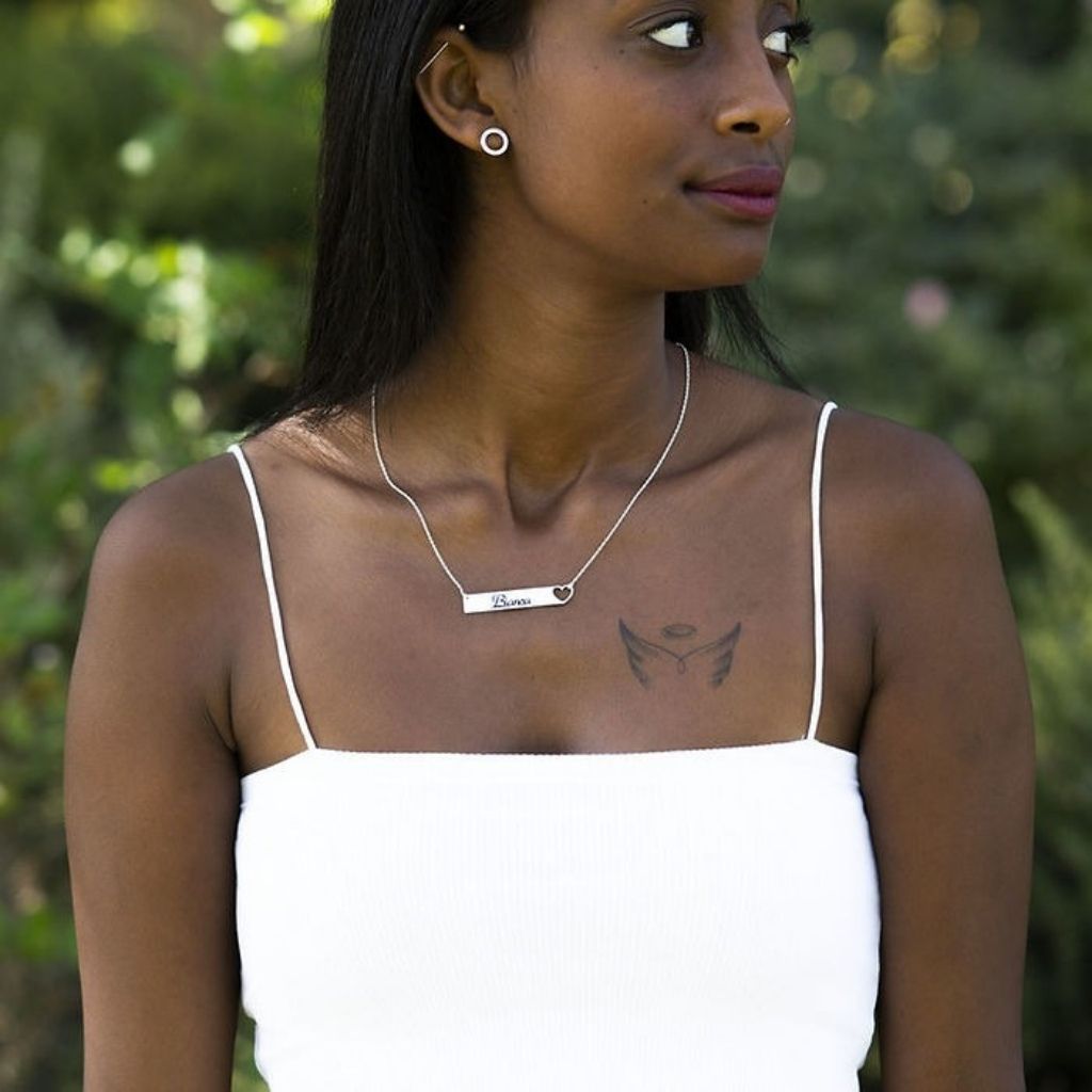 Classic Heart Cut Out Bar Necklace