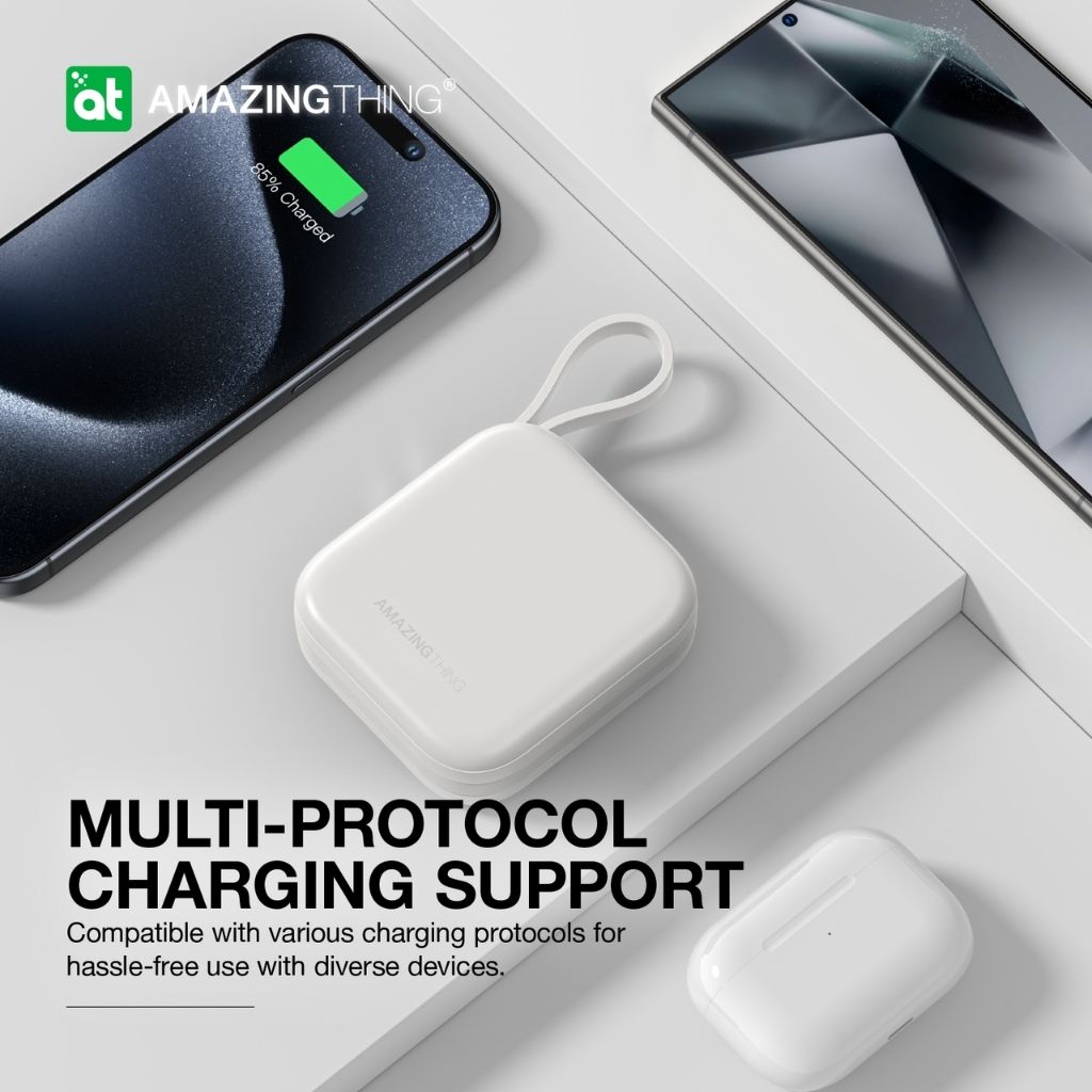 At Thunder Go 10000 mAh Power Bank With Built-In 2 Usb-C Cables