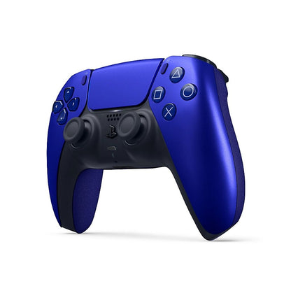 Blue gaming controller on a white background
