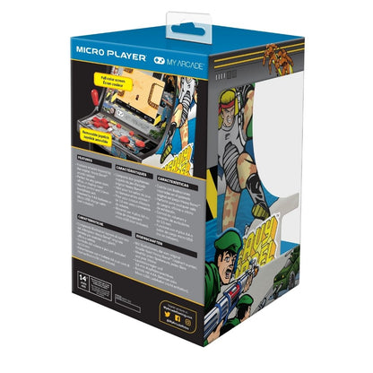 Box packaging of a 'Micro Player' by MY ARCADE with character illustrations on a white background.