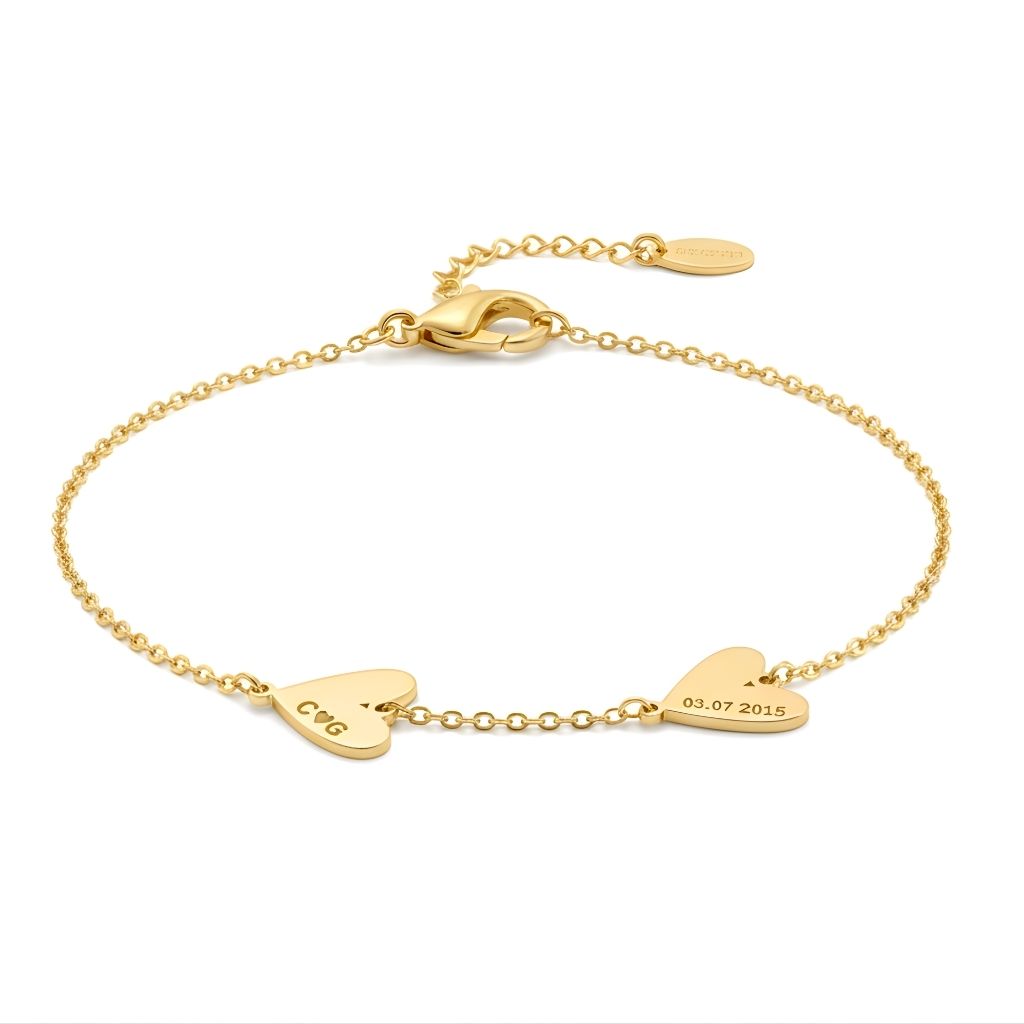 Personalized Twin Heart Name & Date Bracelet