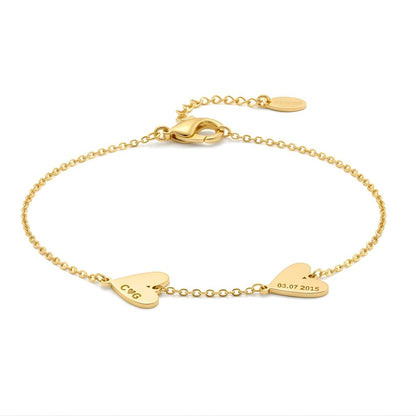 Personalized Twin Heart Name & Date Bracelet