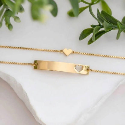 Minimal Heart Bracelet Duo Set