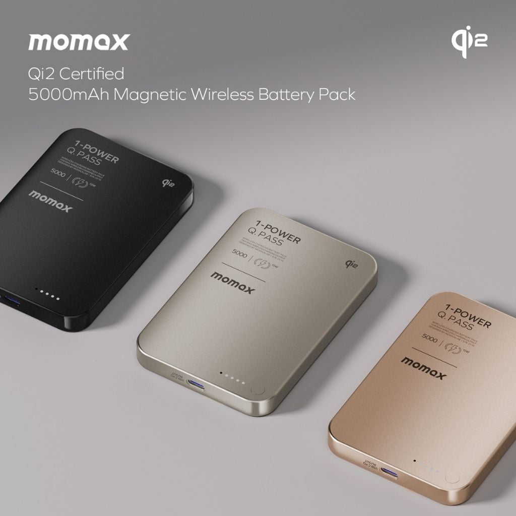 Momax 1-Power Q.Pass 5000 mAh Qi2 Magnetic Wireless Power Bank