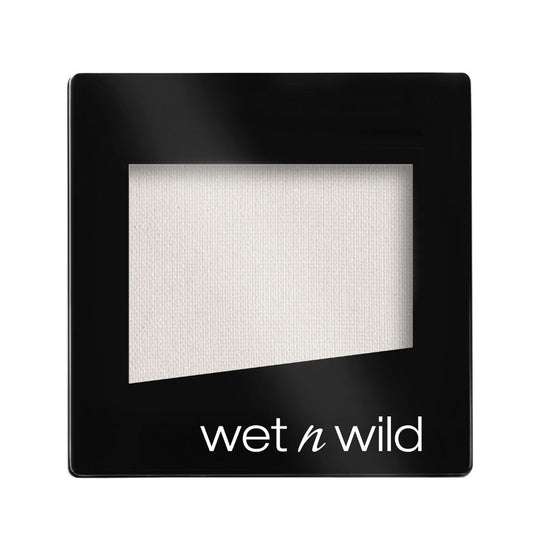 Wet n Wild eyeshadow compact with white shade on a white background