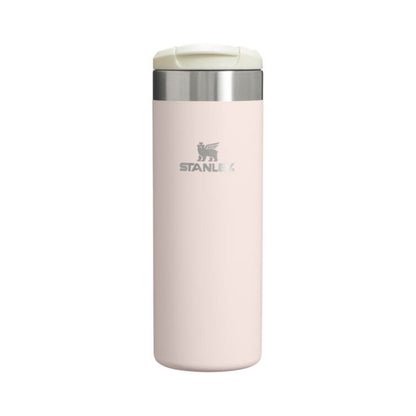 Pink Stanley tumbler on a white background