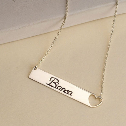 Classic Heart Cut Out Bar Necklace