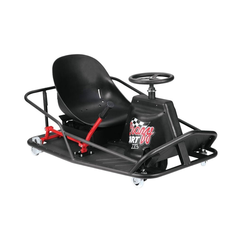 Black go-kart with red accents on a white background