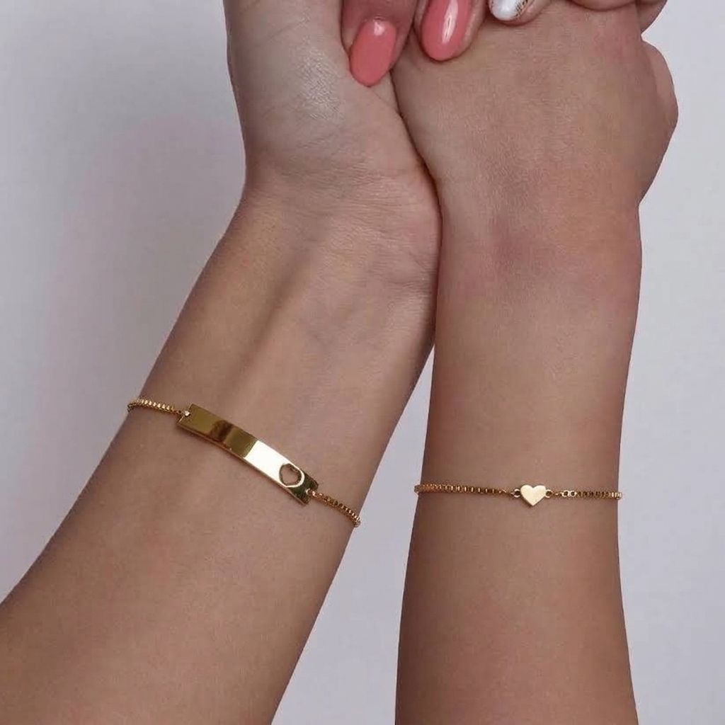 Minimal Heart Bracelet Duo Set