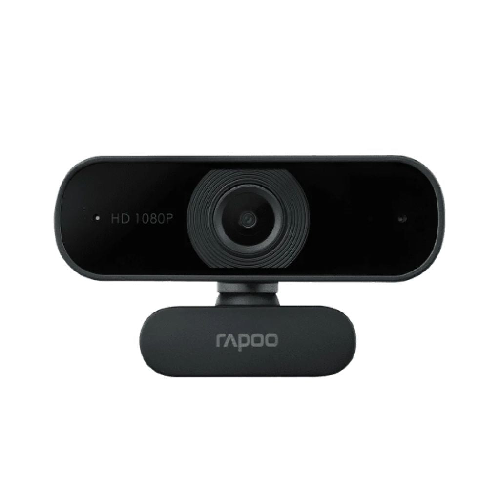 Black webcam with 'Rapoo' branding on a white background