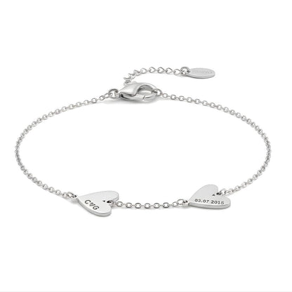 Personalized Twin Heart Name & Date Bracelet