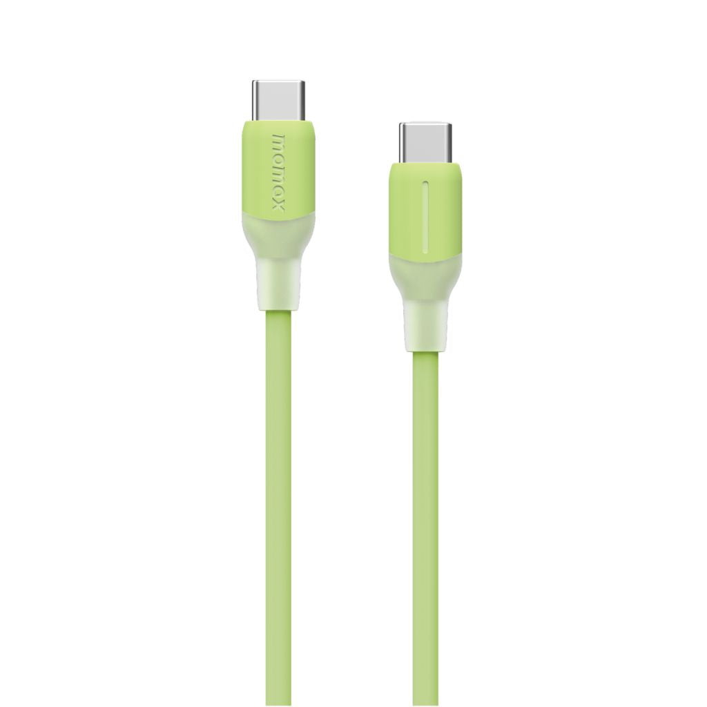 Two green USB Type-C cables on a white background