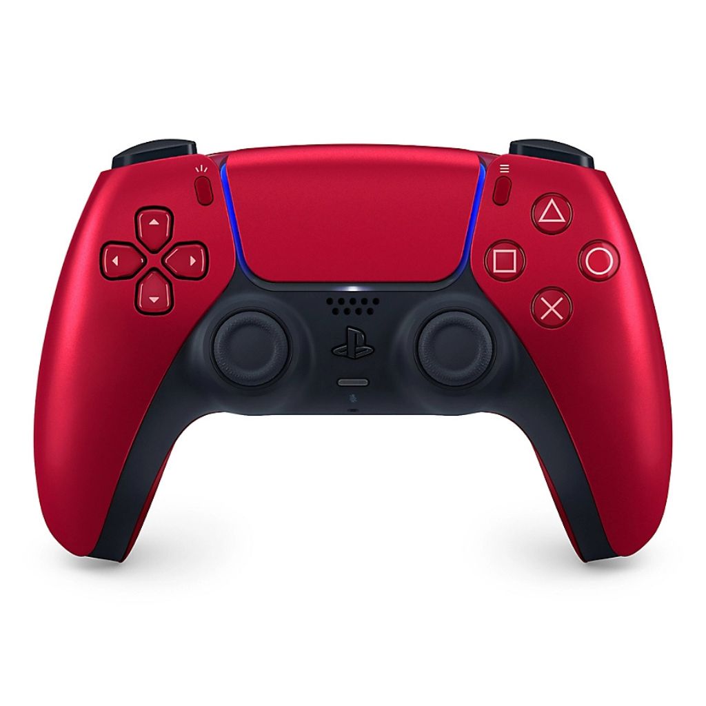 Red gaming controller with black accents on a white background
