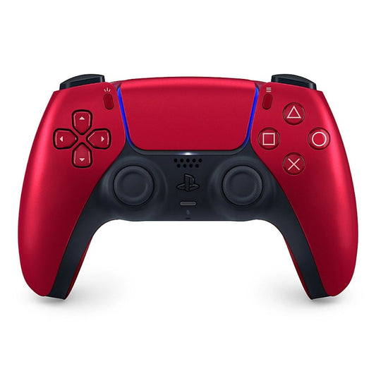 Red gaming controller with black accents on a white background