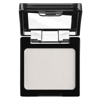 Compact powder in a black case with a mirror on a white background